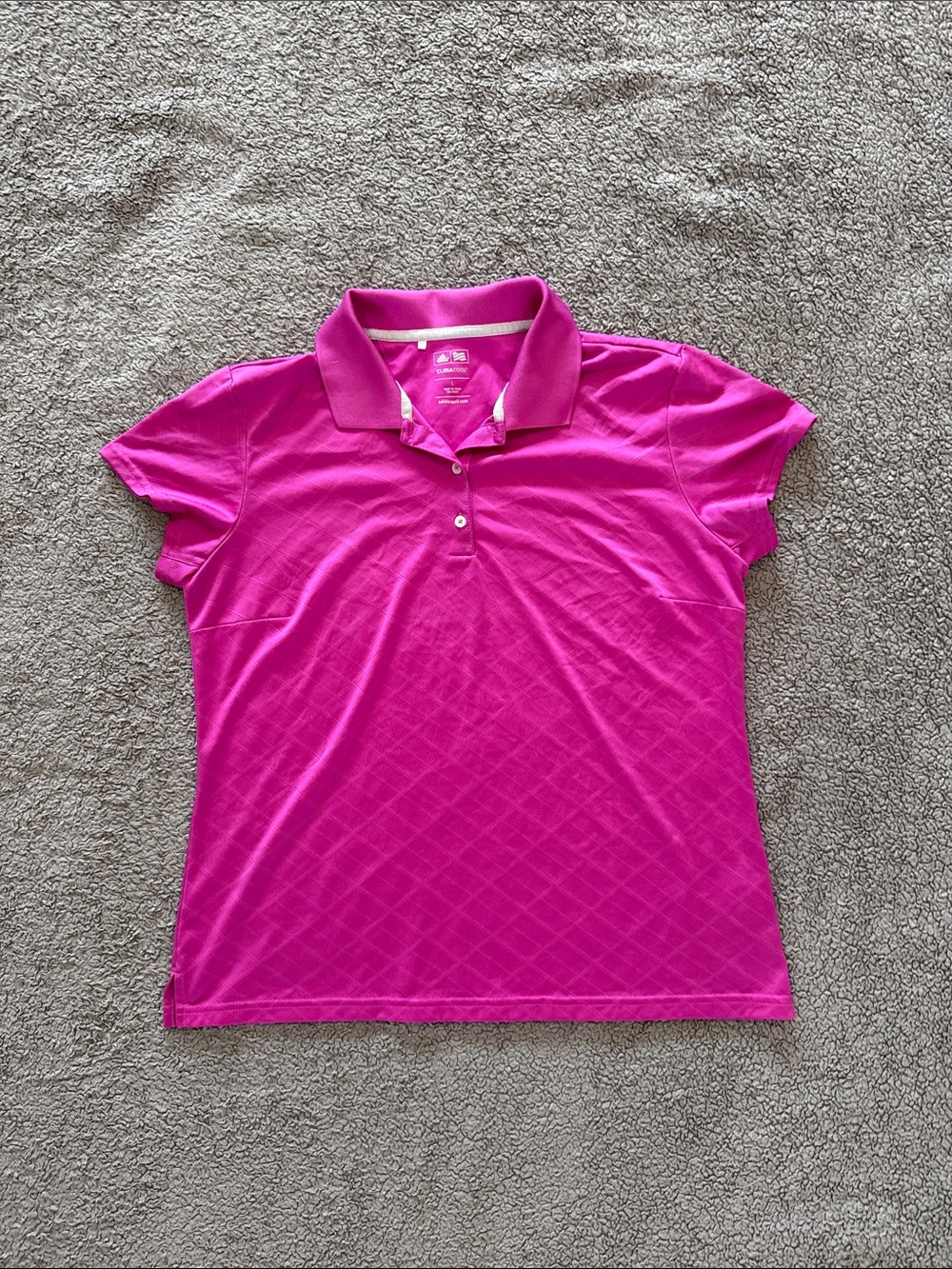adidas Women's Magenta Polo Shirt - Short Sleeve